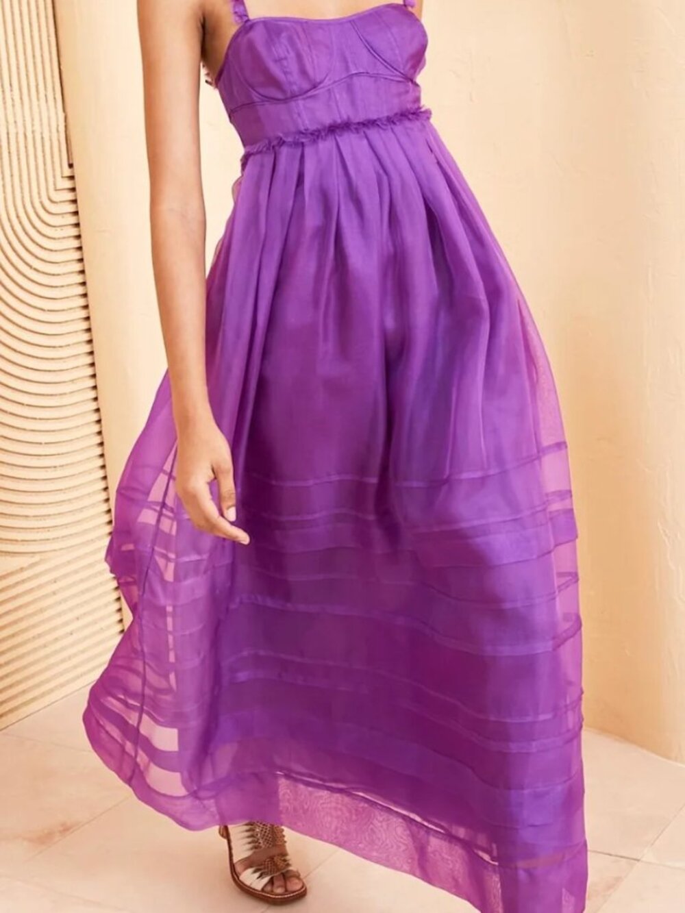 NWOT ULLA JOHNSON Priscilla Silk Midi Dress in Cassis M $890 - Picture 4 of 7